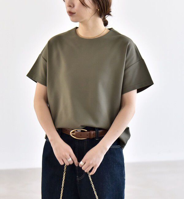quaranciel「quaranciel:〈洗濯機可能〉ライト ポンチ バック ボタン ショートスリーブ TEE」|Tシャツ・カットソー|