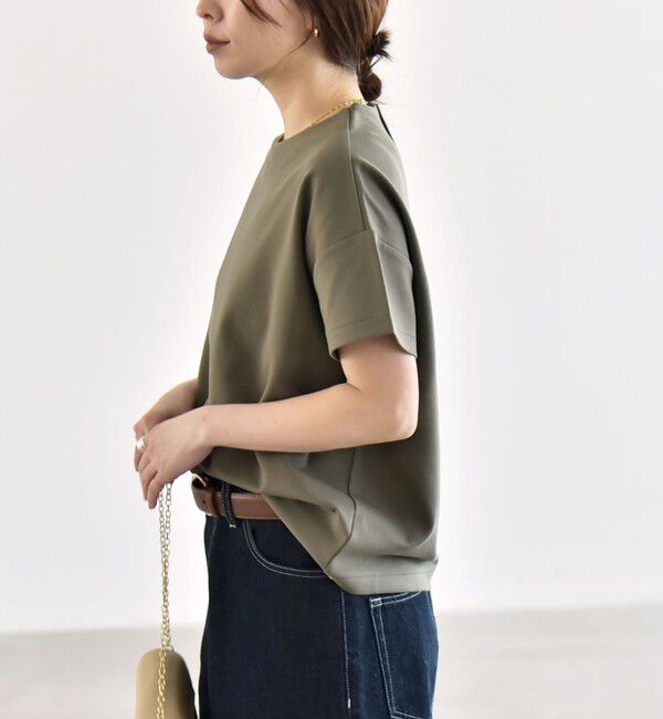 quaranciel「quaranciel:〈洗濯機可能〉ライト ポンチ バック ボタン ショートスリーブ TEE」|Tシャツ・カットソー|