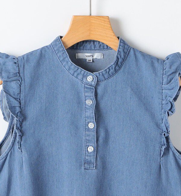 SHIPS KIDS「SHIPS KIDS:140～150cm /〈接触冷感〉ドライメッシュ デニム ワンピース」|ワンピース|