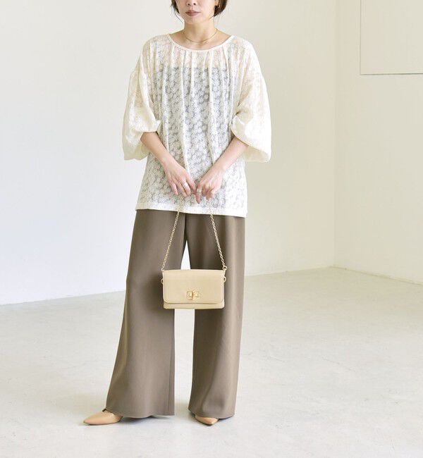 quaranciel「quaranciel:〈洗濯機可能〉シアー フラワー ジャカード ボリューム プルオーバー」|Tシャツ・カットソー|