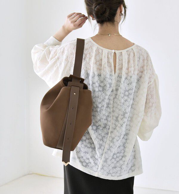 quaranciel「quaranciel:〈洗濯機可能〉シアー フラワー ジャカード ボリューム プルオーバー」|Tシャツ・カットソー|