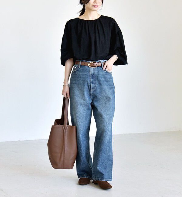 quaranciel「quaranciel:〈洗濯機可能〉シアー フラワー ジャカード ボリューム プルオーバー」|Tシャツ・カットソー|