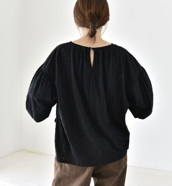 quaranciel「quaranciel:〈洗濯機可能〉シアー フラワー ジャカード ボリューム プルオーバー」|Tシャツ・カットソー|