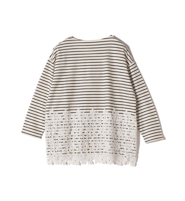SHIPS Colors 「【WEB限定】SHIPS Colors:ポンチ レース コンビ トップス（ボーダー）2◇」|Tシャツ・カットソー|
