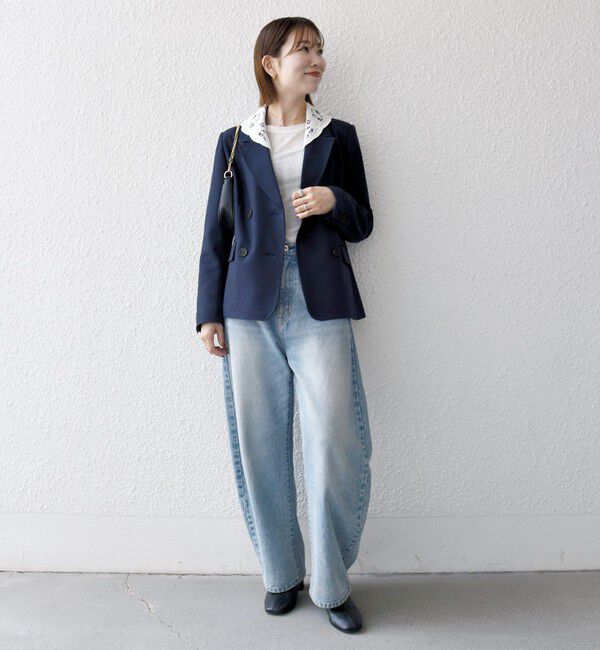 SHIPS any「〈手洗い可能〉ウールライク レース カラー ジャケット［NAVY BLUE］」|テーラードジャケット|