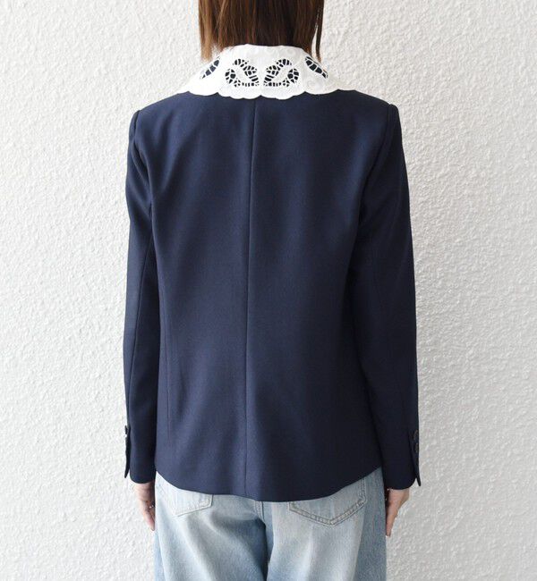 SHIPS any「〈手洗い可能〉ウールライク レース カラー ジャケット［NAVY BLUE］」|テーラードジャケット|