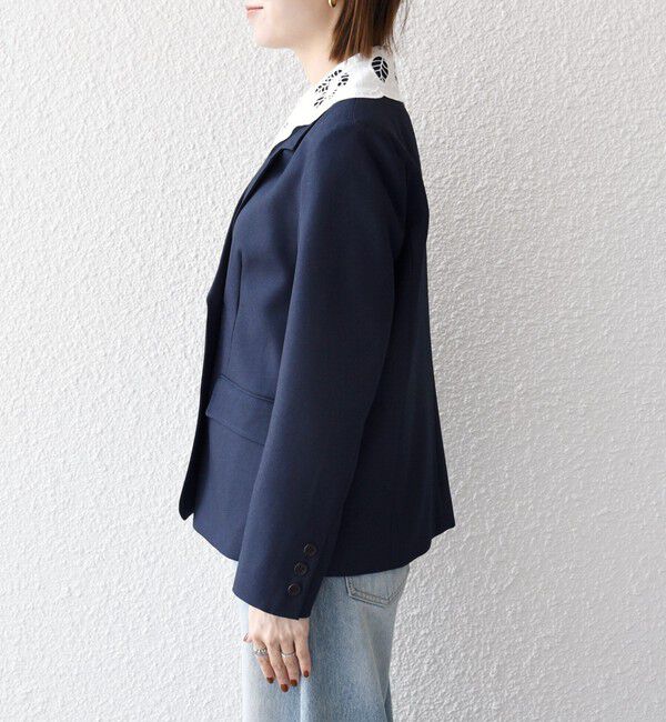 SHIPS any「〈手洗い可能〉ウールライク レース カラー ジャケット［NAVY BLUE］」|テーラードジャケット|