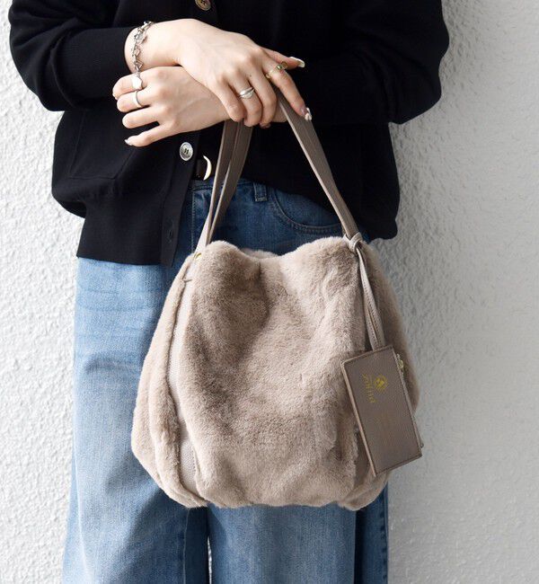 SHIPS any「【SHIPS any別注】Folna: 2WAY フェイクファー バッグ 26AW」|トートバッグ|ベージュ