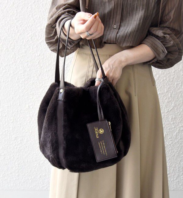 SHIPS any「【SHIPS any別注】Folna: 2WAY フェイクファー バッグ 26AW」|トートバッグ|ブラウン