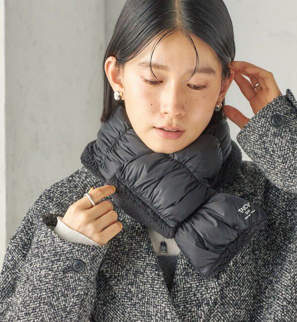 SHIPS for women「《予約》【SHIPS別注】TAION:〈手洗い可能〉SHIRRING MUFFLER」|マフラー|ブラック