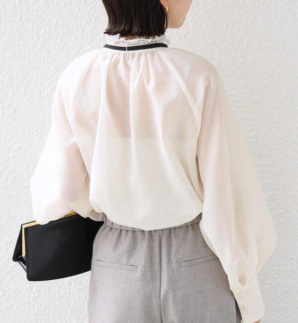SHIPS for women「《予約》【SHIPS別注】troisiemeCHACO:〈手洗い可能〉レース リボン ブラウス（セレモニー対応可）」|シャツ・ブラウス|