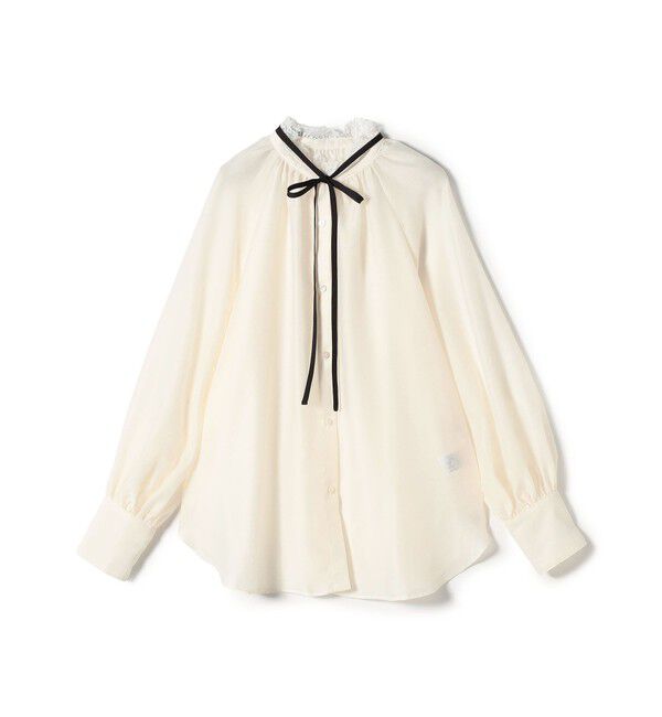 SHIPS for women「《予約》【SHIPS別注】troisiemeCHACO:〈手洗い可能〉レース リボン ブラウス（セレモニー対応可）」|シャツ・ブラウス|