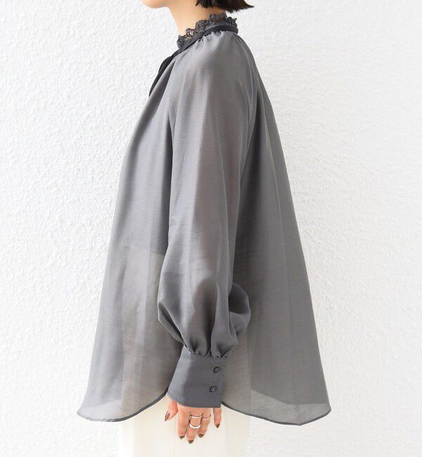 SHIPS for women「《予約》【SHIPS別注】troisiemeCHACO:〈手洗い可能〉レース リボン ブラウス（セレモニー対応可）」|シャツ・ブラウス|