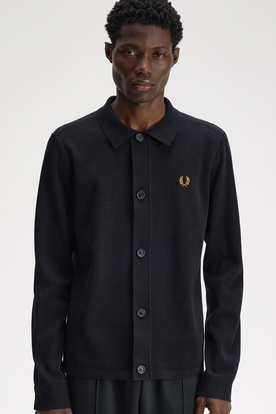 FRED PERRY 「FRED PERRY／KNITTED OVERSHIRT／ニットオーバーシャツ」|ニット・セーター|BLACK