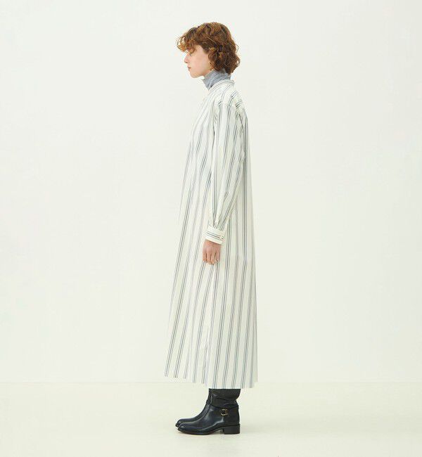MACPHEE「【WEB先行予約】コットンオックス バンドカラーシャツワンピース」|ワンピース|
