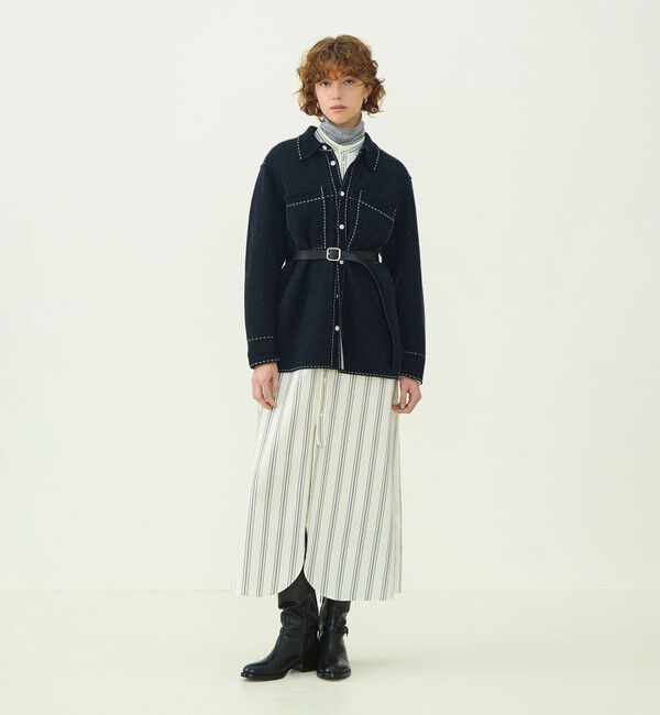 MACPHEE「【WEB先行予約】コットンオックス バンドカラーシャツワンピース」|ワンピース|