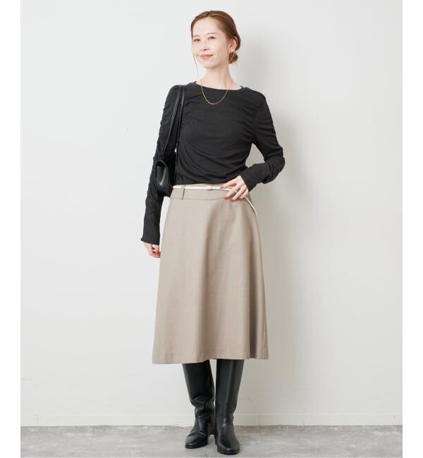 SLOBE IENA「《シリーズあり/予約》ウール混ジャージーギャザートップス」|Tシャツ・カットソー|