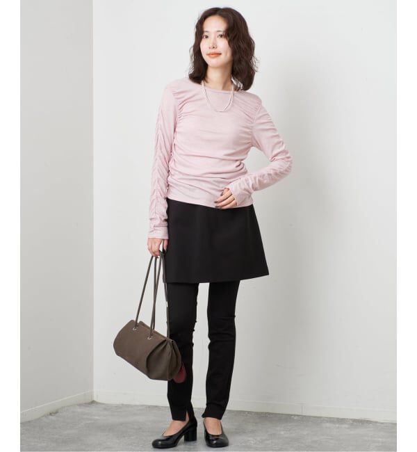 SLOBE IENA「《シリーズあり/予約》ウール混ジャージーギャザートップス」|Tシャツ・カットソー|