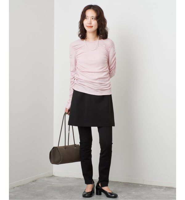 SLOBE IENA「《シリーズあり/予約》ウール混ジャージーギャザートップス」|Tシャツ・カットソー|