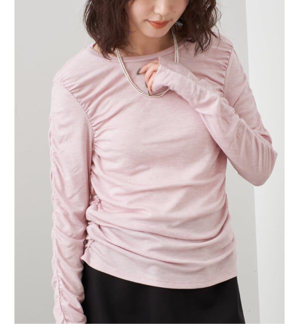 SLOBE IENA「《シリーズあり/予約》ウール混ジャージーギャザートップス」|Tシャツ・カットソー|