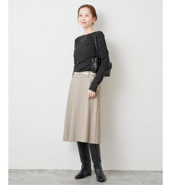 SLOBE IENA「《シリーズあり/予約》ウール混ジャージーギャザートップス」|Tシャツ・カットソー|