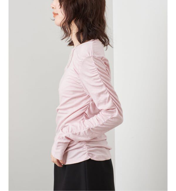 SLOBE IENA「《シリーズあり/予約》ウール混ジャージーギャザートップス」|Tシャツ・カットソー|