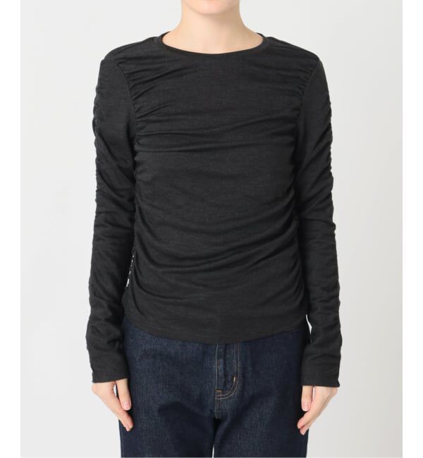 SLOBE IENA「《シリーズあり/予約》ウール混ジャージーギャザートップス」|Tシャツ・カットソー|