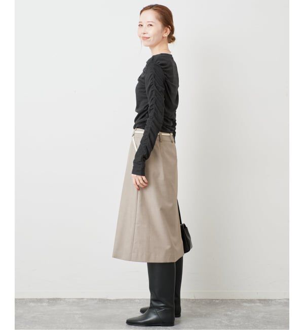 SLOBE IENA「《シリーズあり/予約》ウール混ジャージーギャザートップス」|Tシャツ・カットソー|