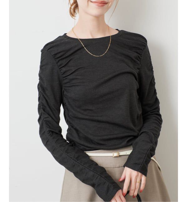 SLOBE IENA「《シリーズあり/予約》ウール混ジャージーギャザートップス」|Tシャツ・カットソー|