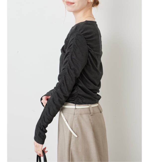 SLOBE IENA「《シリーズあり/予約》ウール混ジャージーギャザートップス」|Tシャツ・カットソー|