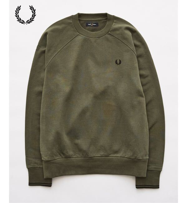 417 EDIFICE「FRED PERRY / フレッドペリー TIPPED CREWNECK SWEATSHIRT」|スウェット・ジャージ|カーキ