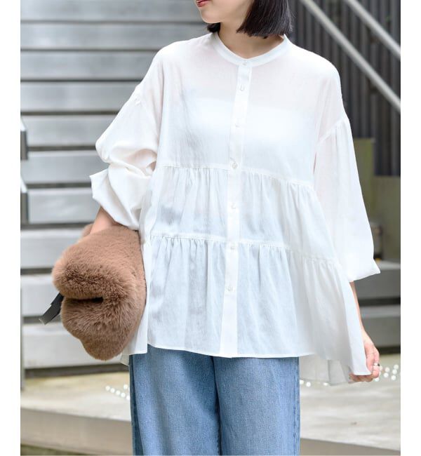 JOURNAL STANDARD relume「《WEB限定》バンドカラーティアードブラウス」|シャツ・ブラウス|ホワイト