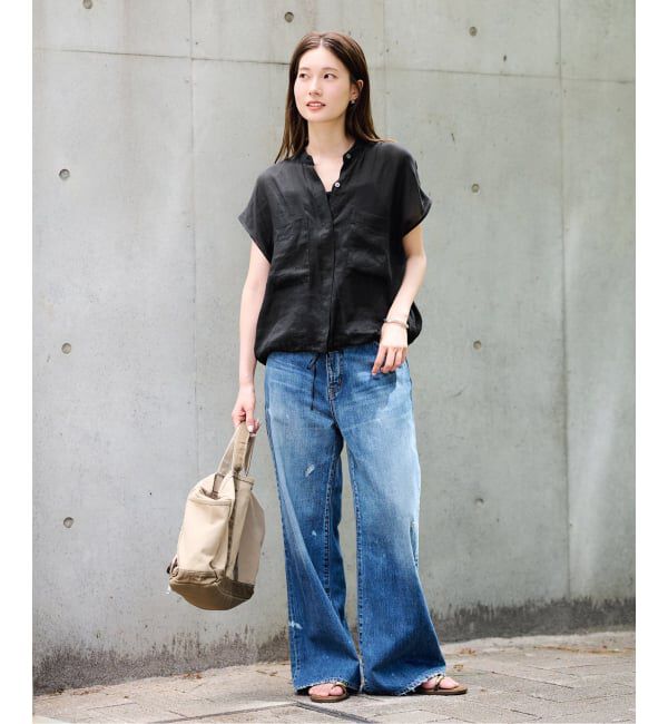 FRAMeWORK「≪WEB限定＋一部店舗≫フィブリルラミーキャップスリーブドロストシャツ」|シャツ・ブラウス|