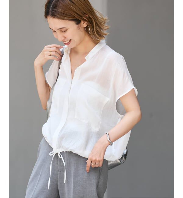 FRAMeWORK「≪WEB限定＋一部店舗≫フィブリルラミーキャップスリーブドロストシャツ」|シャツ・ブラウス|ホワイト