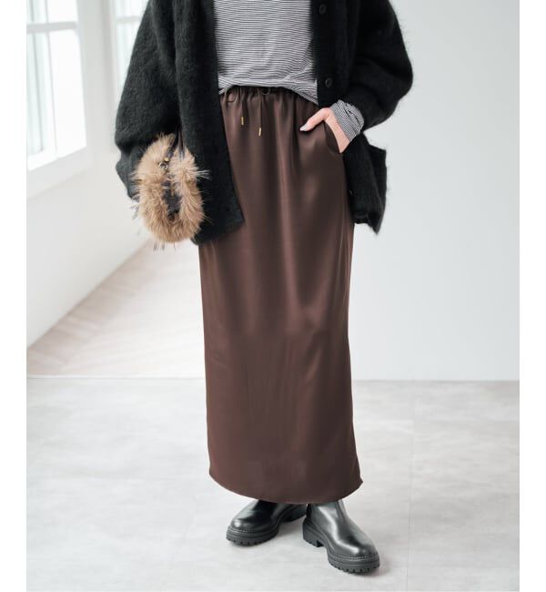 Spick and Span「サテンイージーIラインスカート」|スカート|