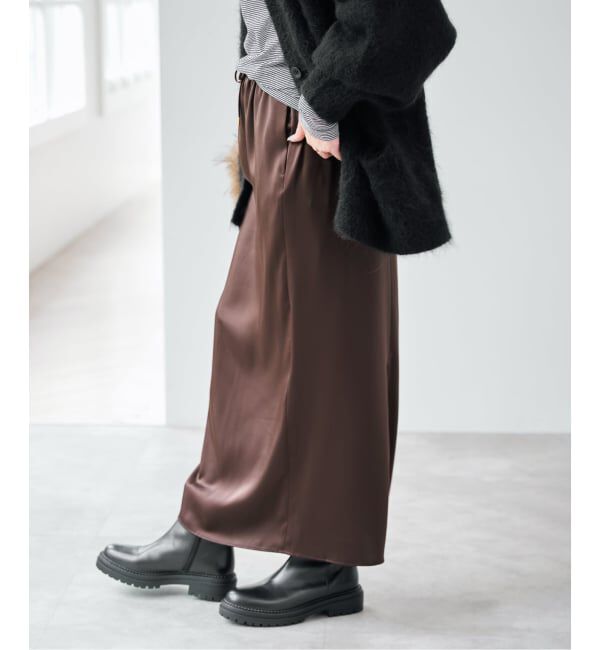Spick and Span「サテンイージーIラインスカート」|スカート|