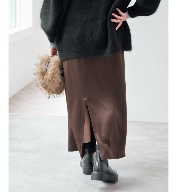 Spick and Span「サテンイージーIラインスカート」|スカート|