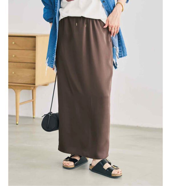 Spick and Span「サテンイージーIラインスカート」|スカート|