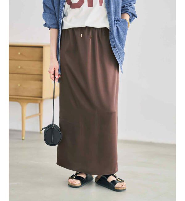 Spick and Span「サテンイージーIラインスカート」|スカート|