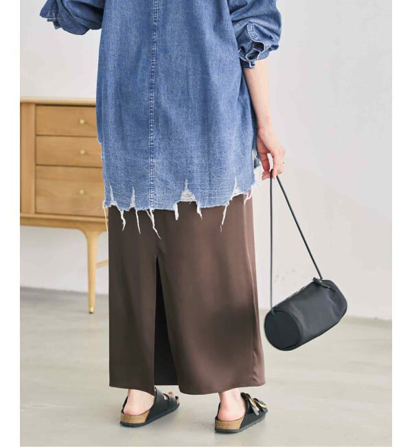 Spick and Span「サテンイージーIラインスカート」|スカート|
