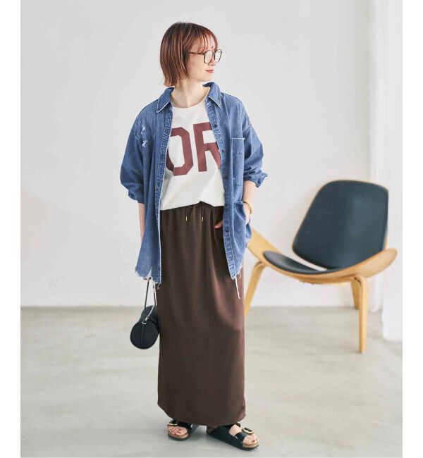 Spick and Span「サテンイージーIラインスカート」|スカート|