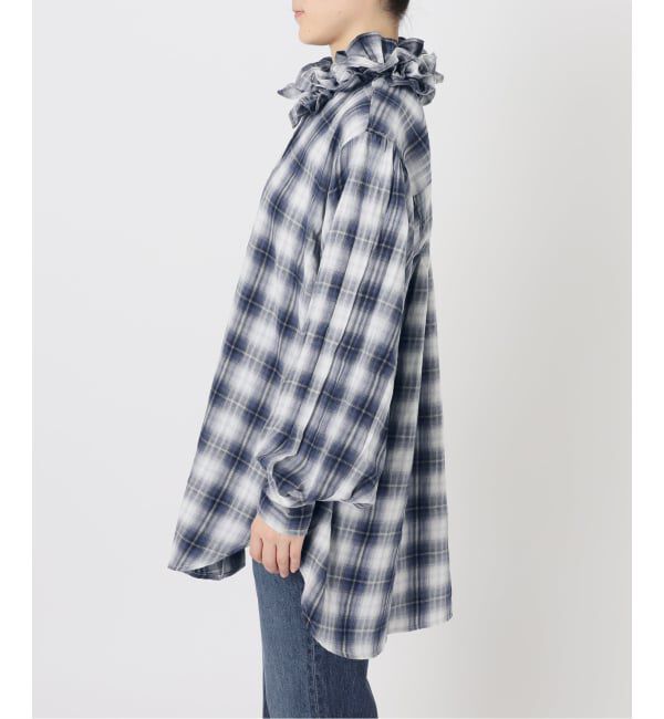Spick and Span「《別注 / 予約》crinkle check frill collar shirts*」|シャツ・ブラウス|