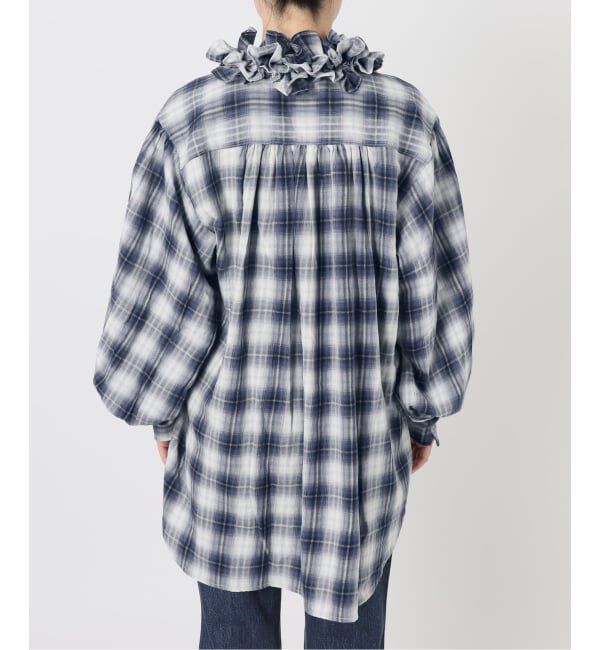 Spick and Span「《別注 / 予約》crinkle check frill collar shirts*」|シャツ・ブラウス|