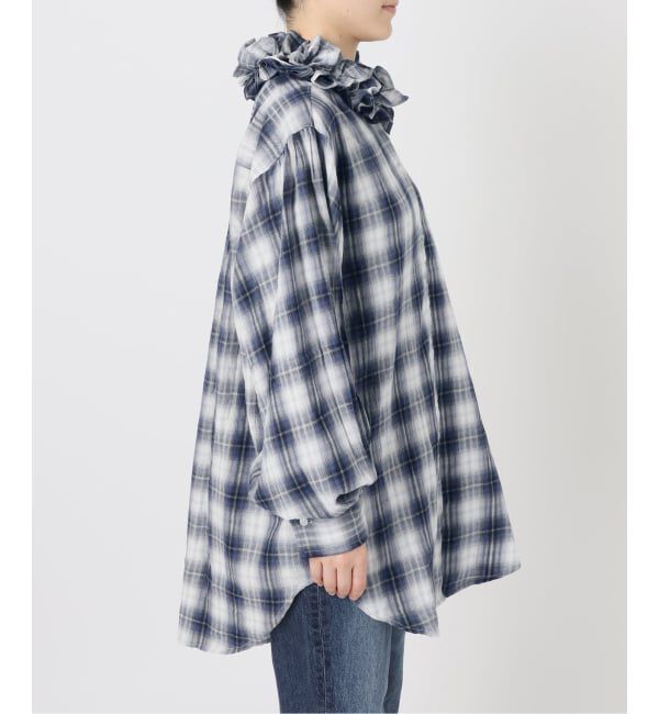 Spick and Span「《別注 / 予約》crinkle check frill collar shirts*」|シャツ・ブラウス|