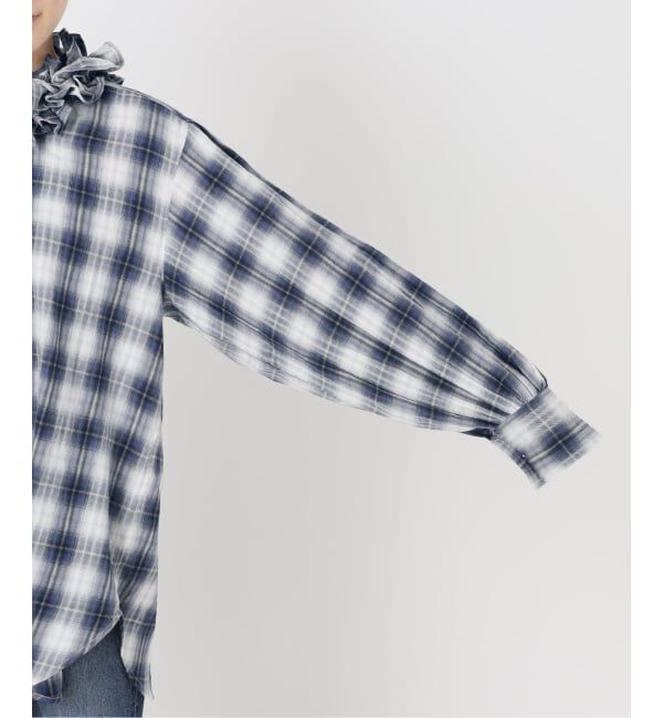 Spick and Span「《別注 / 予約》crinkle check frill collar shirts*」|シャツ・ブラウス|