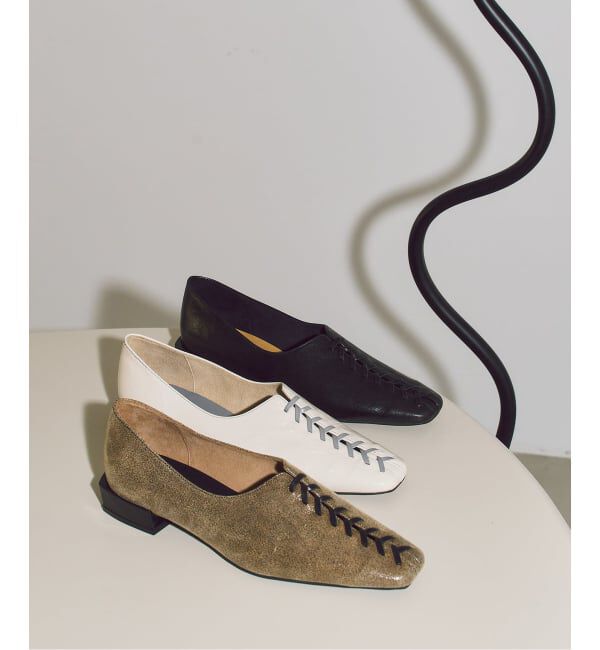 GRISE「《WEB+一部店舗限定》GRISEレザースクエアBRAIDEDフラット」|その他|