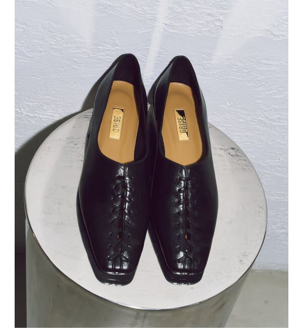 GRISE「《WEB+一部店舗限定》GRISEレザースクエアBRAIDEDフラット」|その他|