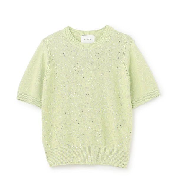 BEIGE,「【洗える】FENNEL / コットンスパンコール半袖ニット」|ニット・セーター|