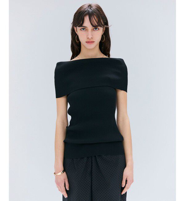 BEIGE,「【洗える】BRERA / オフショルダーストレッチリブニット」|ニット・セーター|Black