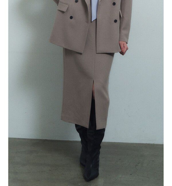 BEIGE,「【VERY NaVY12月号掲載】BUNNELL / ウールハイウエストタブボタンスカート」|スカート|L.Taupe